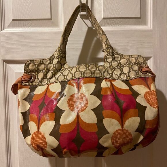 Fossil Key-Per Coated Canvas Floral Large Tote Bag With Key top magnetic closure - Picture 6 of 14